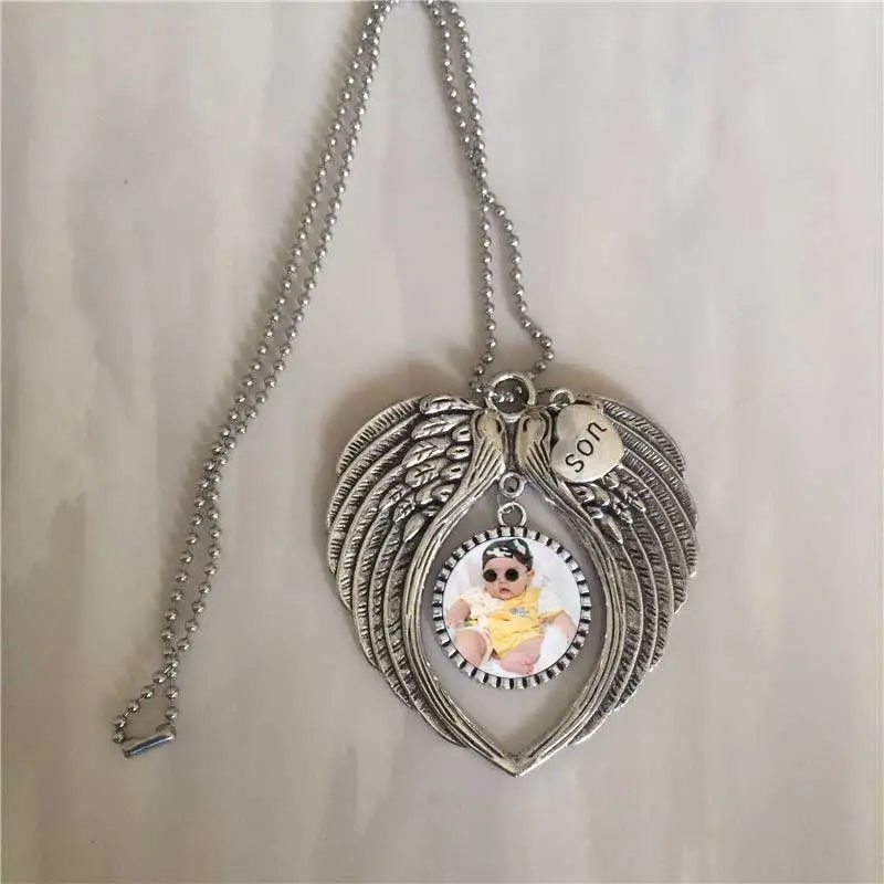 

sublimation angel necklaces pendants for birthday gifts mom son daughter dad hot transfer printing pendant new style 10pcs/lot