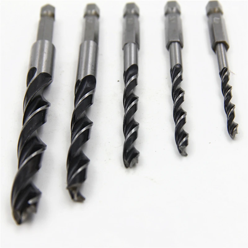 육각 섕크 HCS 트위스트 드릴 비트, 빠른 교체, 3 플루트 하드웨어 세트, 목재 DIY 도구, 4mm, 5mm, 6mm, 8mm, 10mm, 5 개