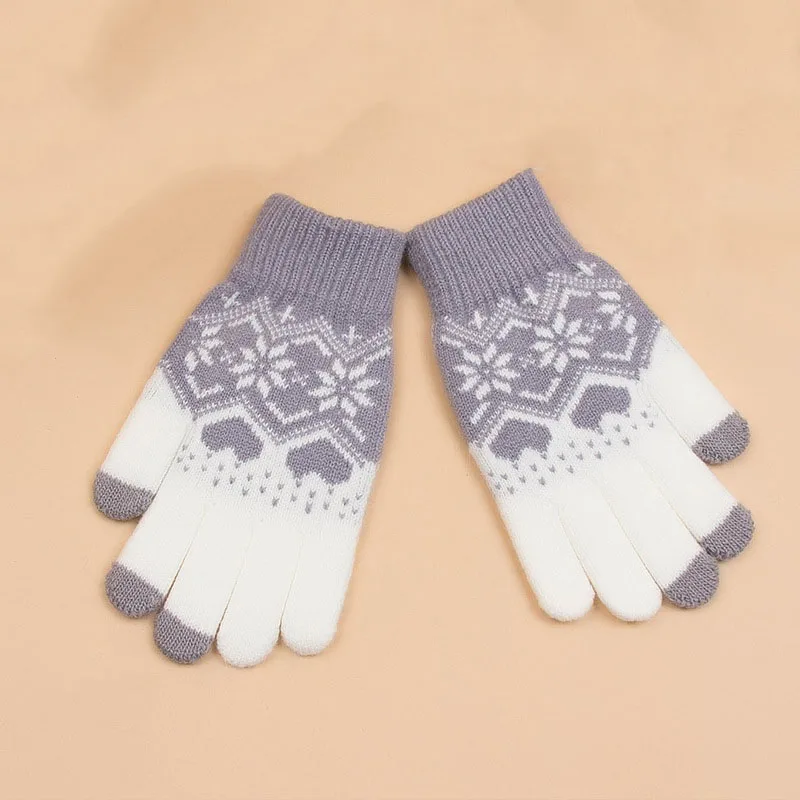 Women Knitted Gloves Magic Touch Screen Gloves Men Female Stretch Knit Mittens Winter Autumn Snowflake Glove Snow Guantes Warmer