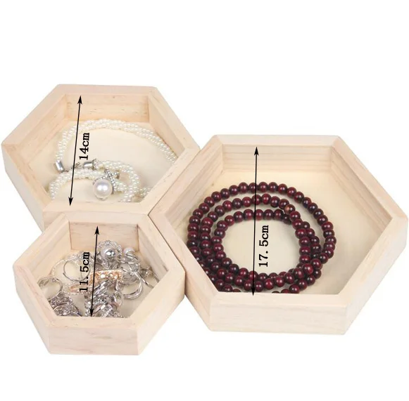 Jewelry Storages Box Wooden Boutique Trays Hot Sale Wood Jewelry Display Support 3 Kinds Of Size Plate Necklace Earrings Ring