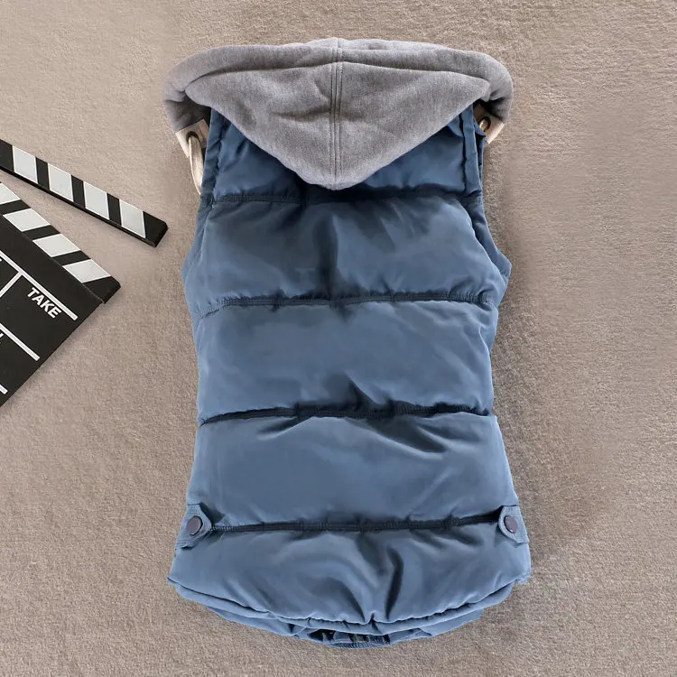 Plus Size 6XL Women Vest Winter Coat Ladies Gilet Colete Feminino Casual Pocket Hooded Waistcoat Female Sleeveless Jacket