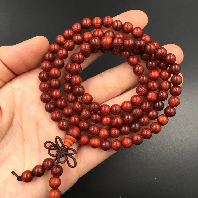108 *0.8cm 0.6cm Rosewood Prayer Beads Tibetan Buddhist Mala Buddha Bracelet Rosary Wooden Bangle Men Women Yoga Jewelry