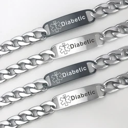 Engraving Diabetes Name Disease Medical Bracelet Men's Bracelet Jewelry
