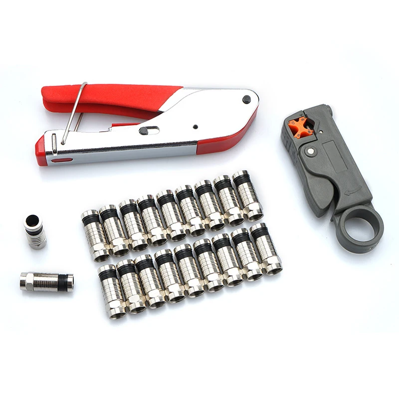 

High Quality Coaxial Cable Wire Stripper RG6/RG59 Compression F Connector Tool Crimping Pliers Wire Stripping Pliers Kit