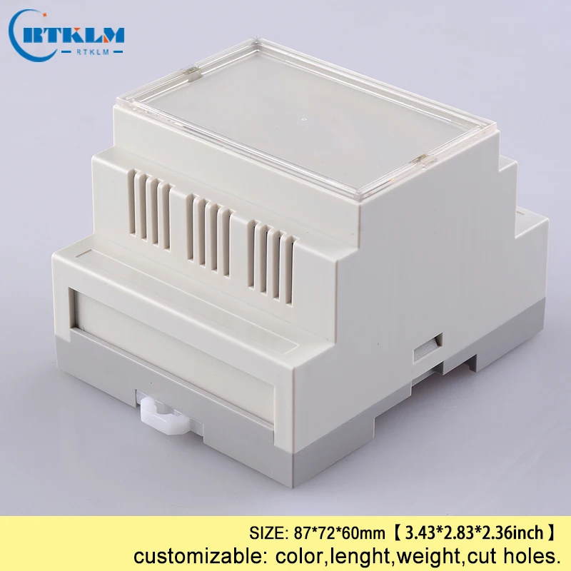 Din Rail plastic Enclosure ABS Electronic Project Cases DIY Industrial box custom plc junction box  87*72*60mm