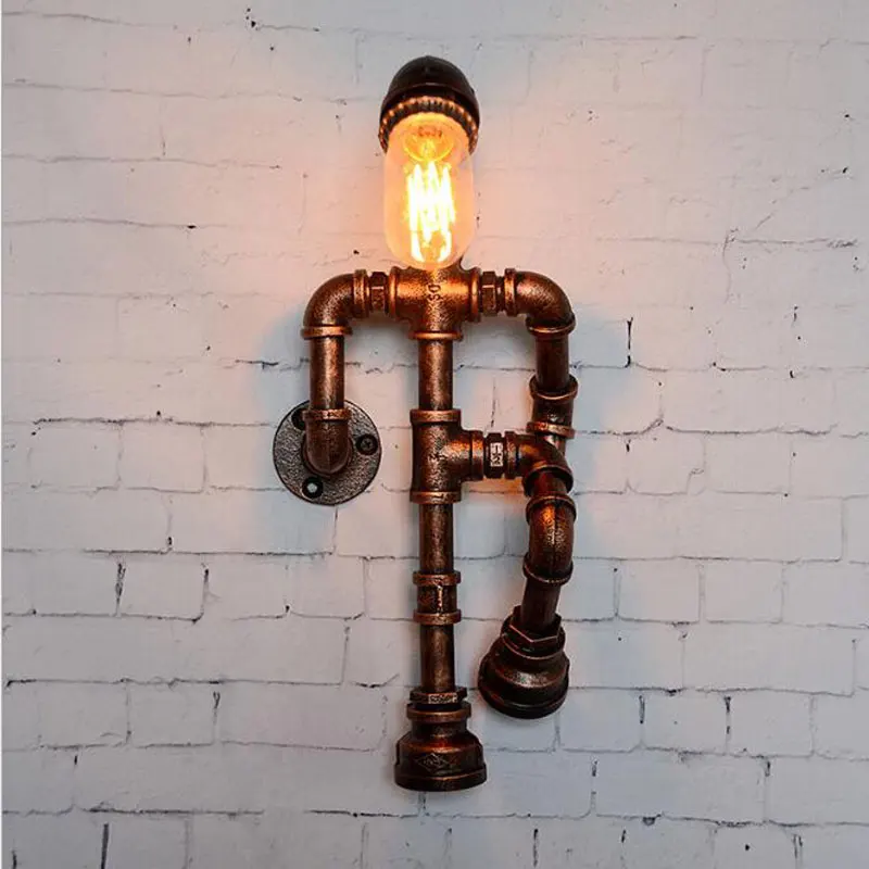 

American Industrial Style Robot Wall Light Retro Restaurant Bar Aisle Corridor Hotel Lights Creative Iron Pipe Wall Lamp Bra