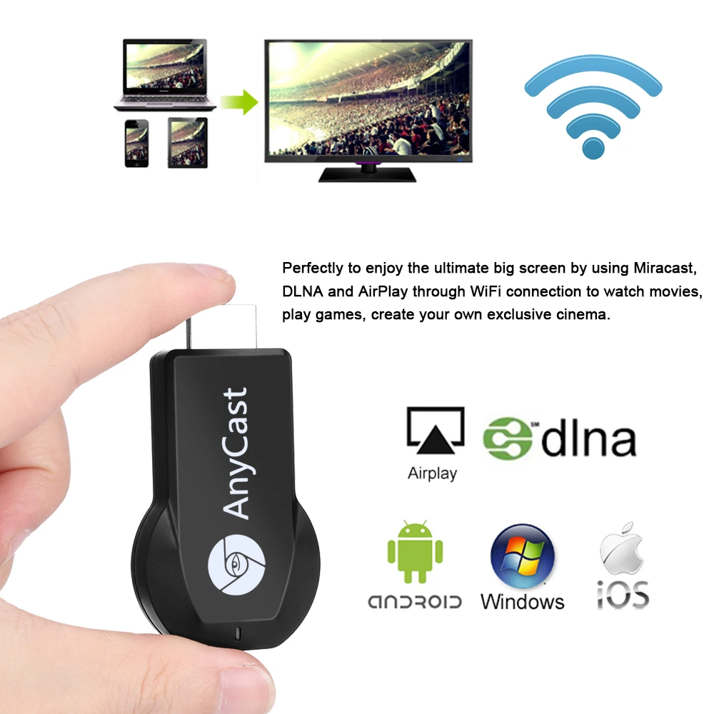 WiFi Display TV Dongle Video Streamer Chrome Cast 2 Crome WeCast AnyCast M2 Plus Airplay Miracast DLNA 1080P compatibile HDMI