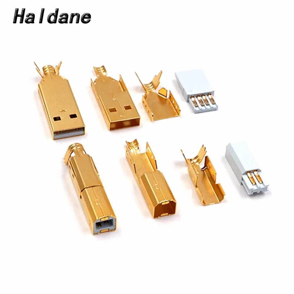 

Free Shipping Haldane one pair High Quality Gold Plated USB 2.0 Type A to USB 2.0 Type B Male Plug Connector for DIY USB cable