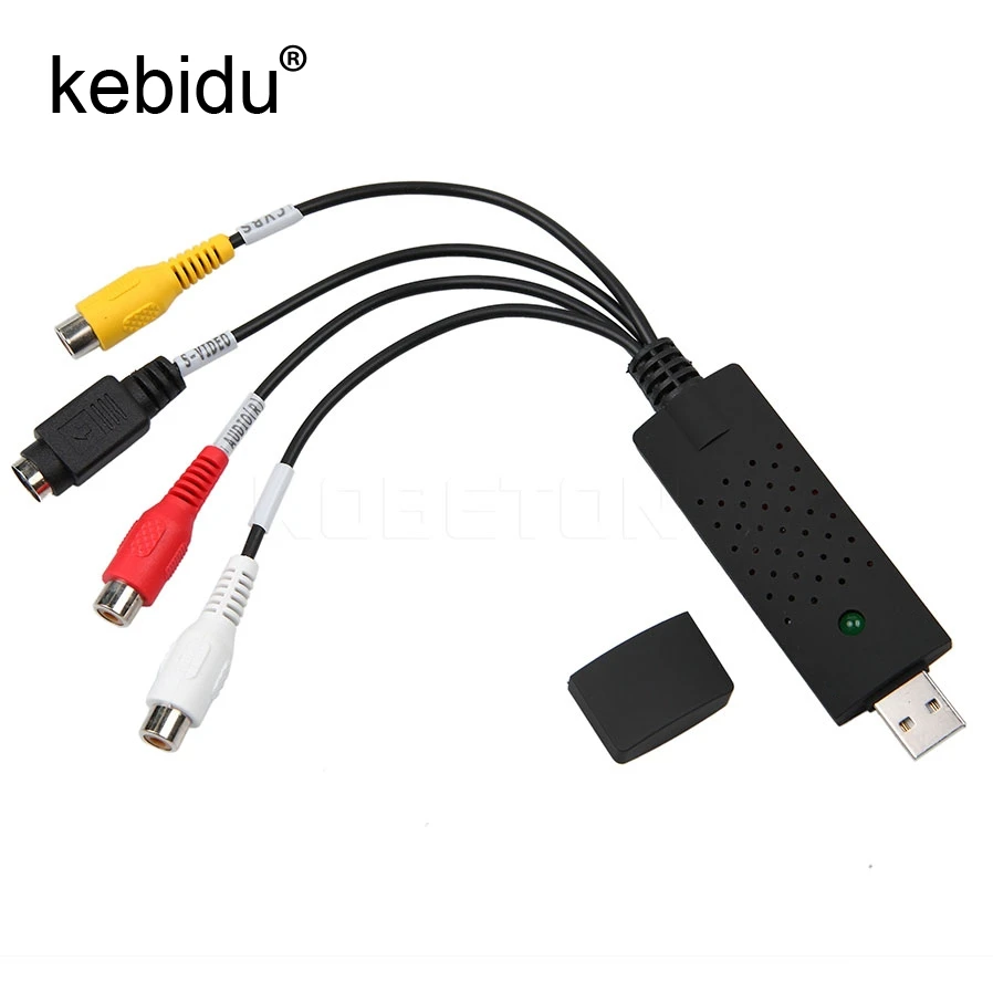Kebidu – adaptateur USB 2.0 à RCA, carte de Capture Audio et vidéo, câbles PC pour TV, DVD, dispositif de capture VHS