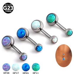 Tracked ! Hot Opal Navel Rings Solid G23 Titanium Silver Color Dangle Ball Belly Button Rings Piercing Body Jewelry Men Jewelry