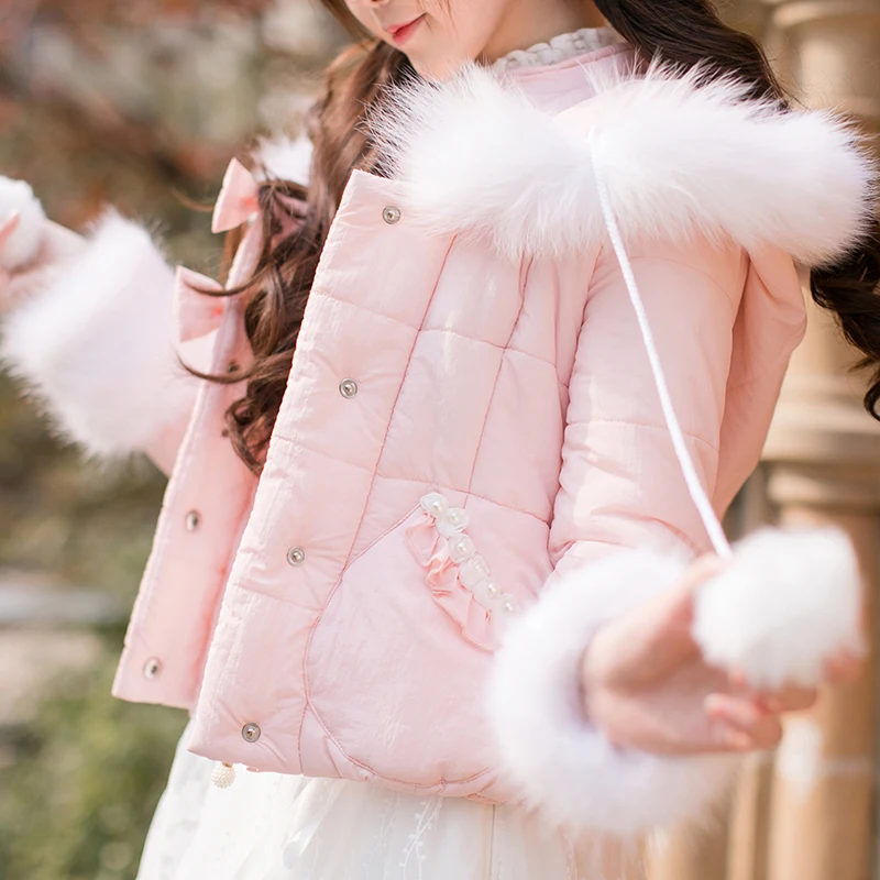 Princess sweet lolita parkas Candy rain a short section of small cotton padded winter sweet long sleeved cotton tide C22CD7260