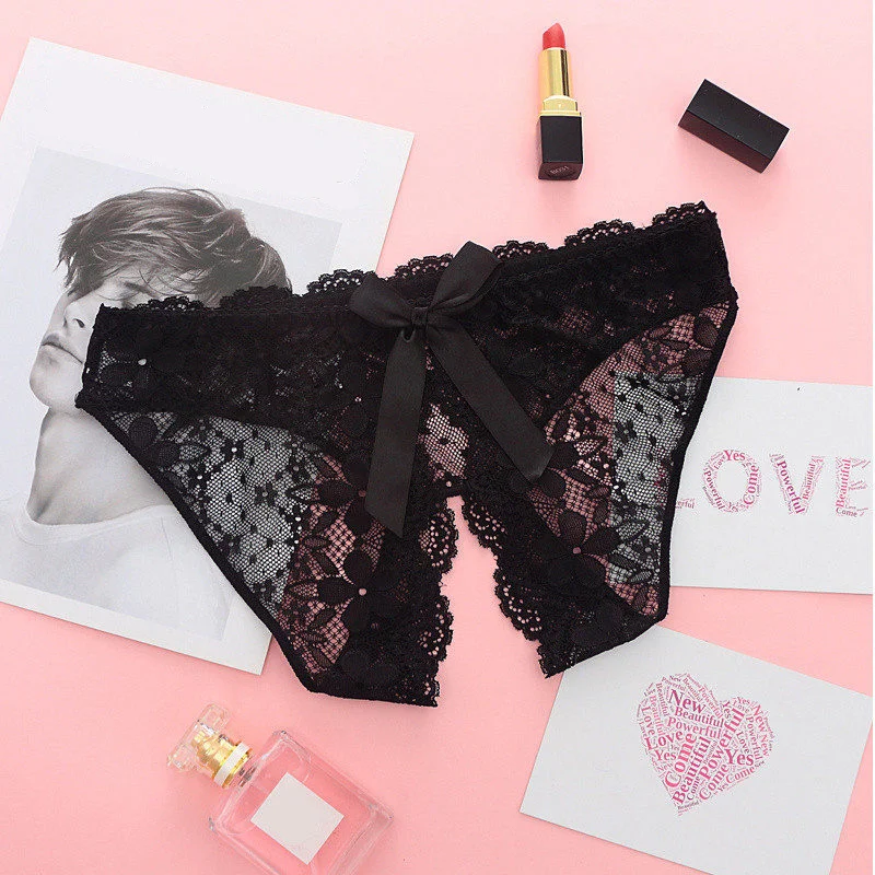 Vrouwelijke Sexy Lingerie Lace Bloemen Transparante Slipje Vrouwen Leuke Boog Thongs En G Strings Hollow Out Sexy Naadloze Ondergoed