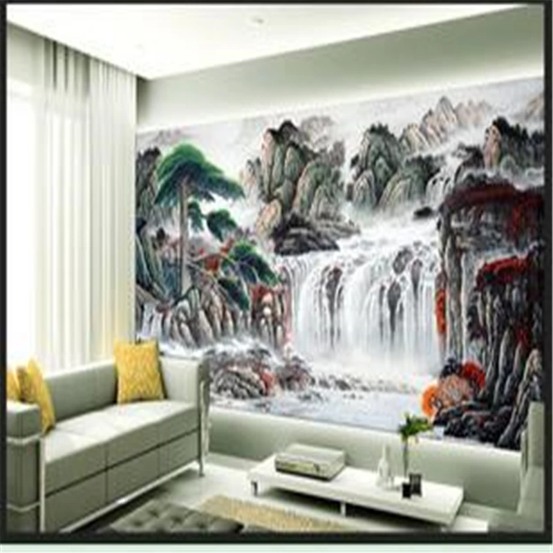 

beibehang landscapes TV backdrop decorative painting large murals of Chinese seamless mural for photo wallpaper papier peint