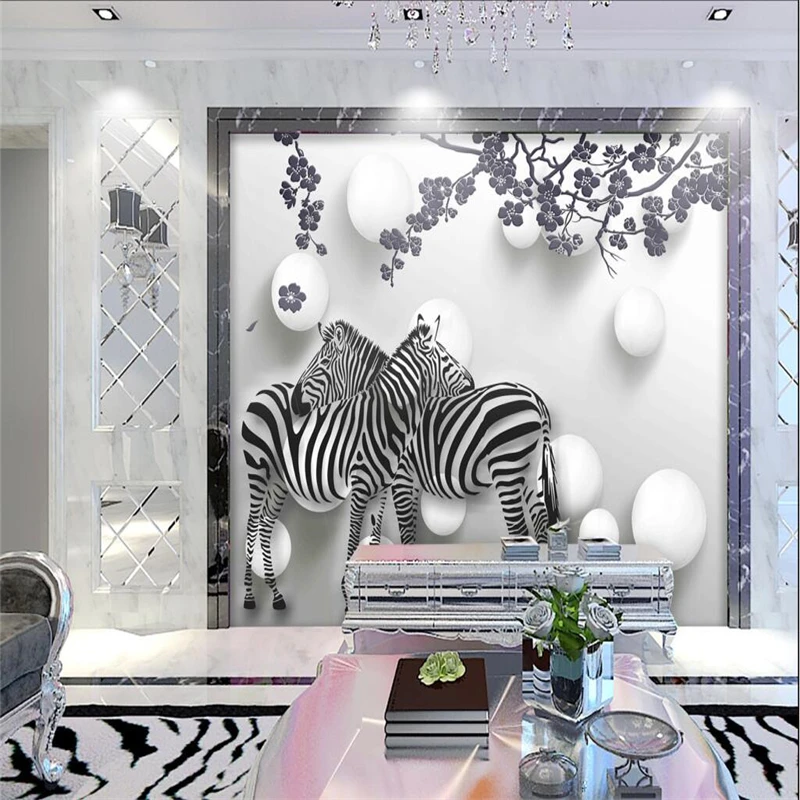 beibehang Custom Photo Wallpaper Mural Wall Sticker Pure Hand Plush Zebra 3D Backdrop Wall papel de parede 3d para sala atacado