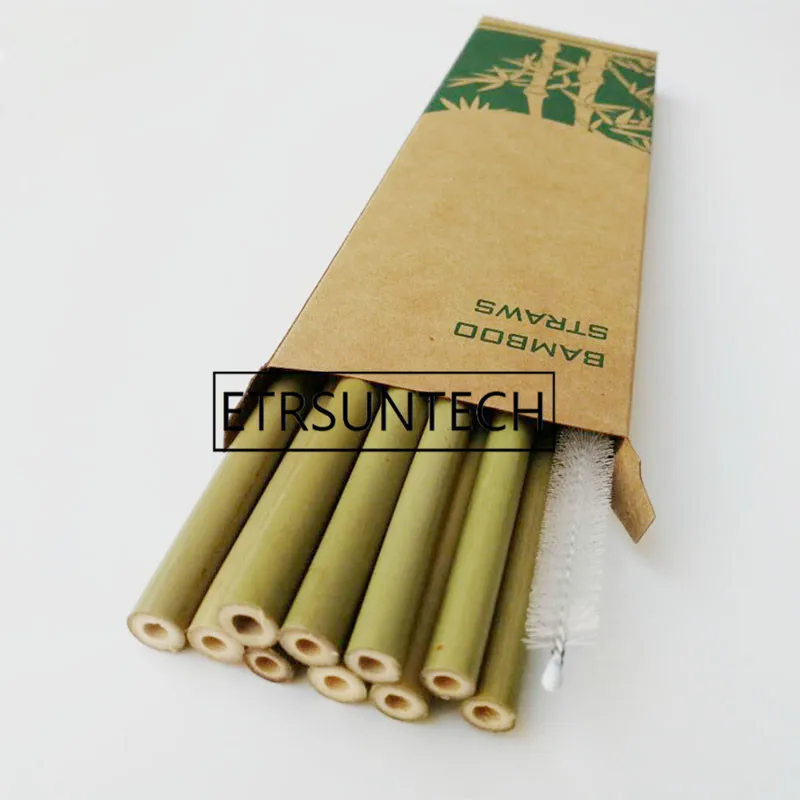 100sets Bamboo Straws Sets Reusable Eco Friendly Handcrafted Natural Bamboo Drinking Straws and Cleaning Brush