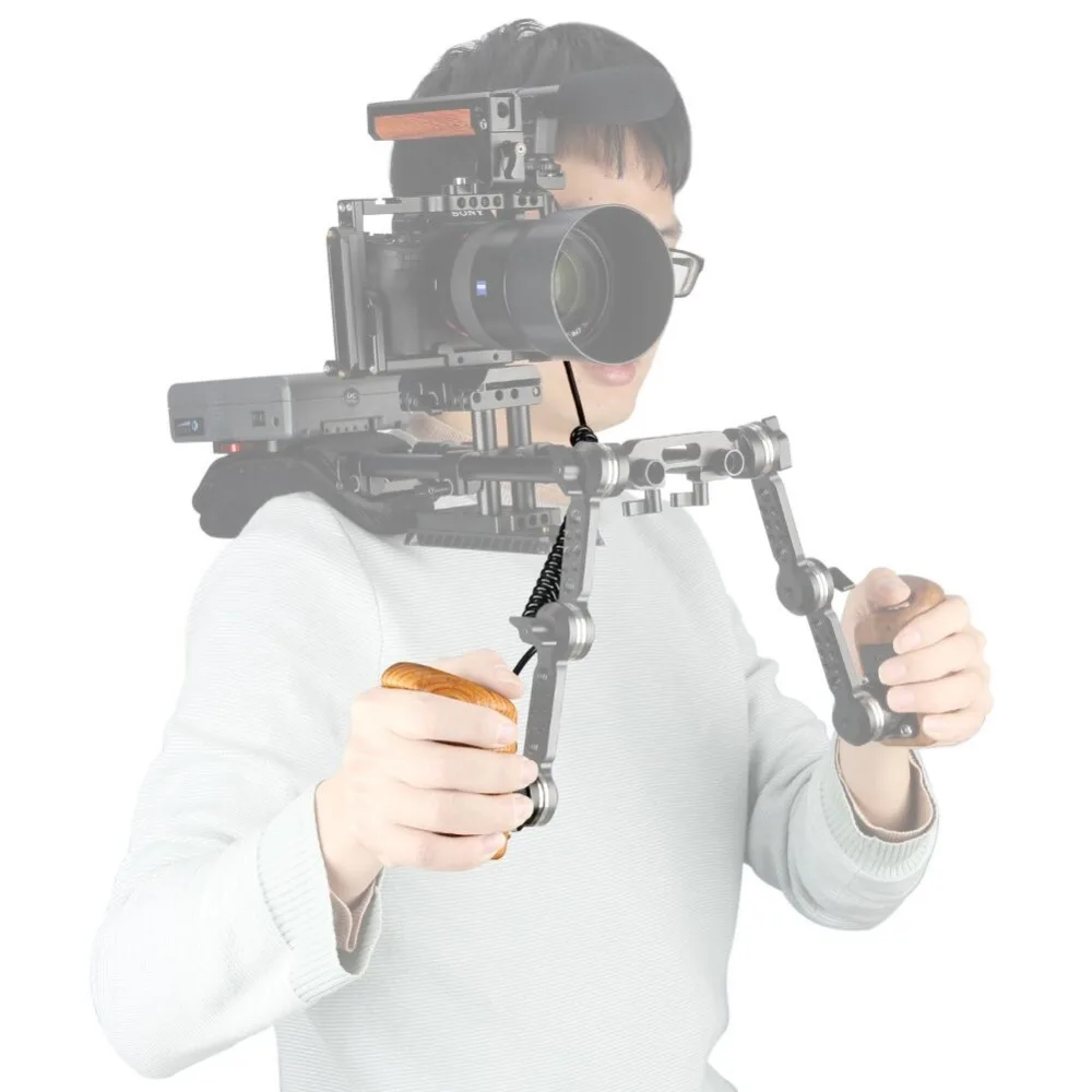 NICEYRIG Camera Handle Wooden Handle Grip Handle Grip Camera Cage Wooden Handgrip DSLR Cage ARRI Rosette Video ON OFF Right-Hand