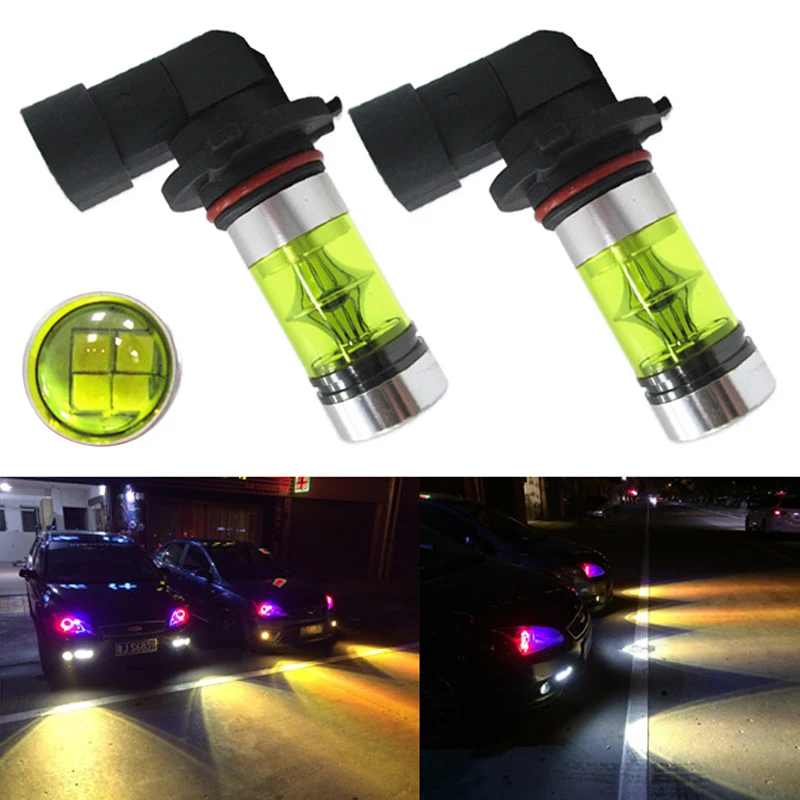 

YSY 2pcs 100W High Power Car Led H4 H7 H8 H11 9006 9005 Fog Lamps Light 3030 20 SMD day running Driving Bulb Lights Yellow