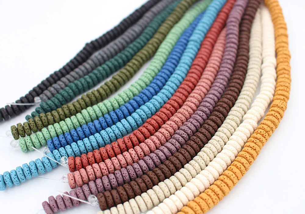 8 مللي متر 10 مللي متر الحمم روك الخرز الطبيعية شقة حجر فاصل فضفاض الخرز 14 الألوان DIY للمجوهرات أقراط صنع 1 حزمة