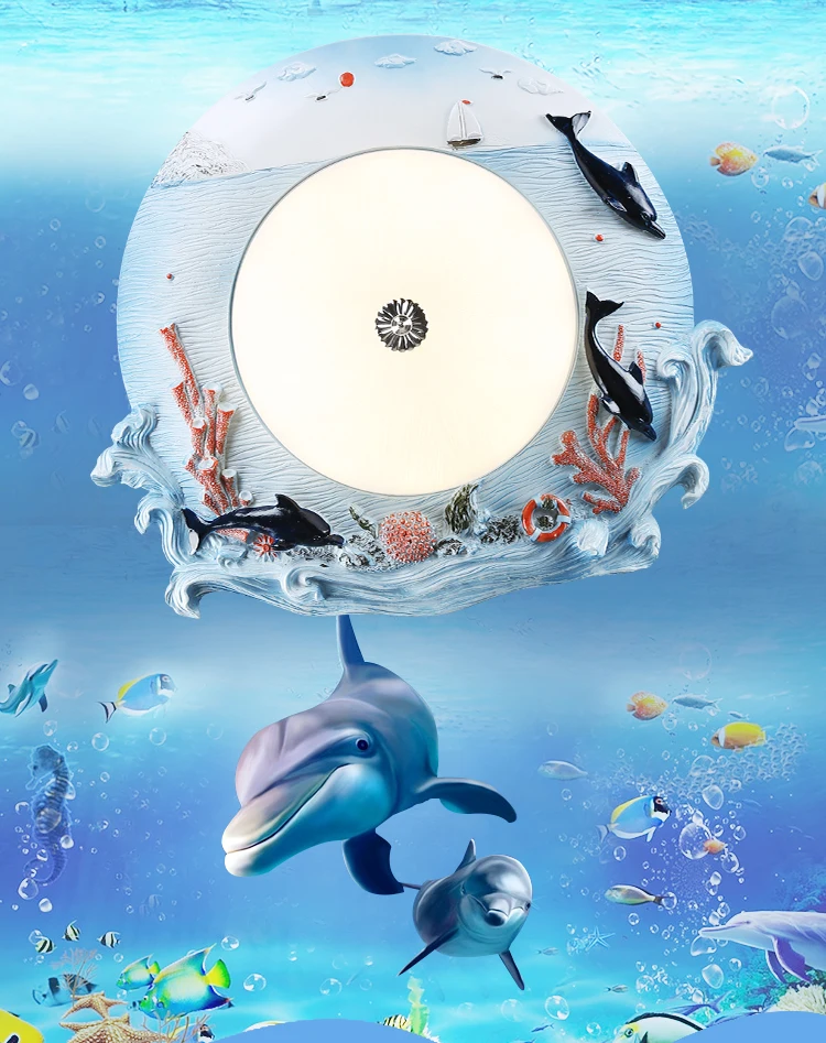 Children lamp cartoon LED ceiling lamp living kindergarten boy girl bedroom bedroom home lighting blue ocean fish lights za ET14