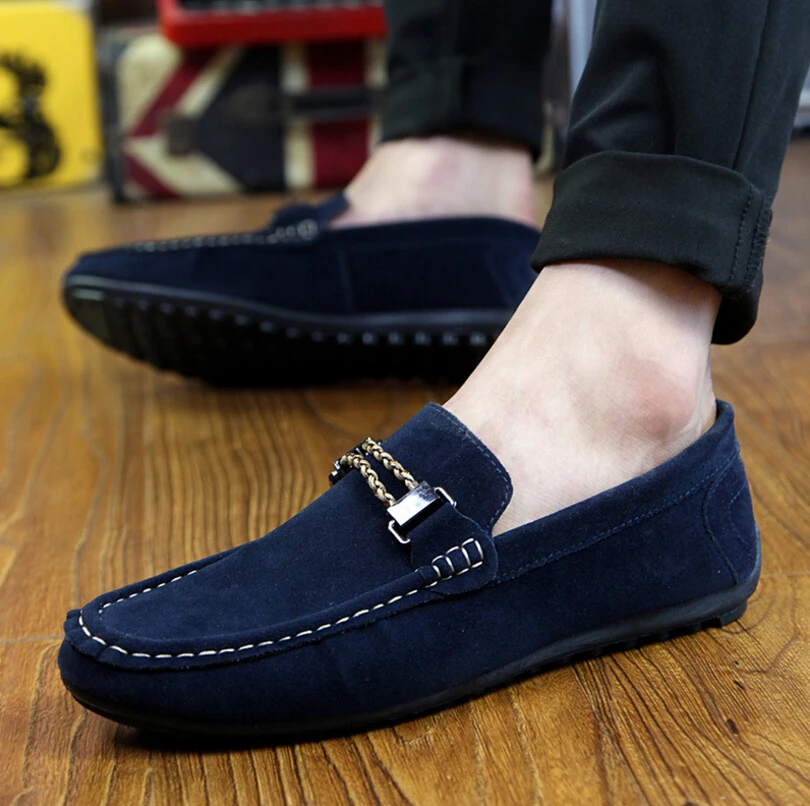 Men Suede Leather Shoes Bowtie Solid Color Slip On Luxury Brand Men Shoes Loafers European Hot Sell Men Driving Moccasins Shoes