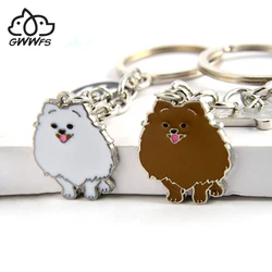 Pomeranian Dog Pendant Key Chains For Women Girls Men Alloy Pet Bag Charm Key Ring Male Female Car Keychain Keyring Jewelry Gift