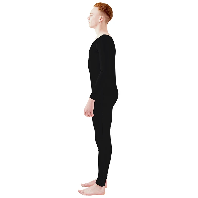 Ensnovo للجنسين Lonng كم سكوب الرقبة دنة كامل ارتداءها الباليه Dancewear Unitard بذلة Zentai دعوى