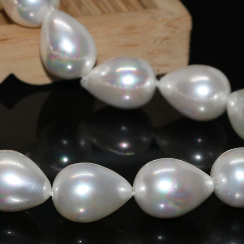 Factory outlet fashion natural white shell pearl teardrop 14*18mm waterdrop fit diy necklace women  jewelry beads 15inch B2265