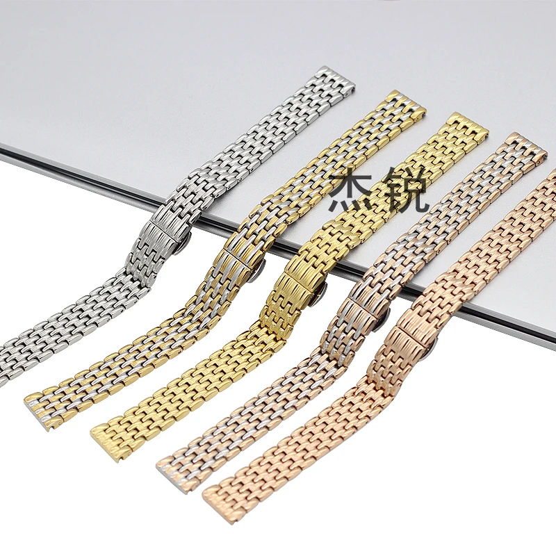 Solid Stainless Steel Watch Bands For Ladies 12mm 14mm 16mm 18mm 20mm Golden Rose gold silvery Men Women metal watch bracelets