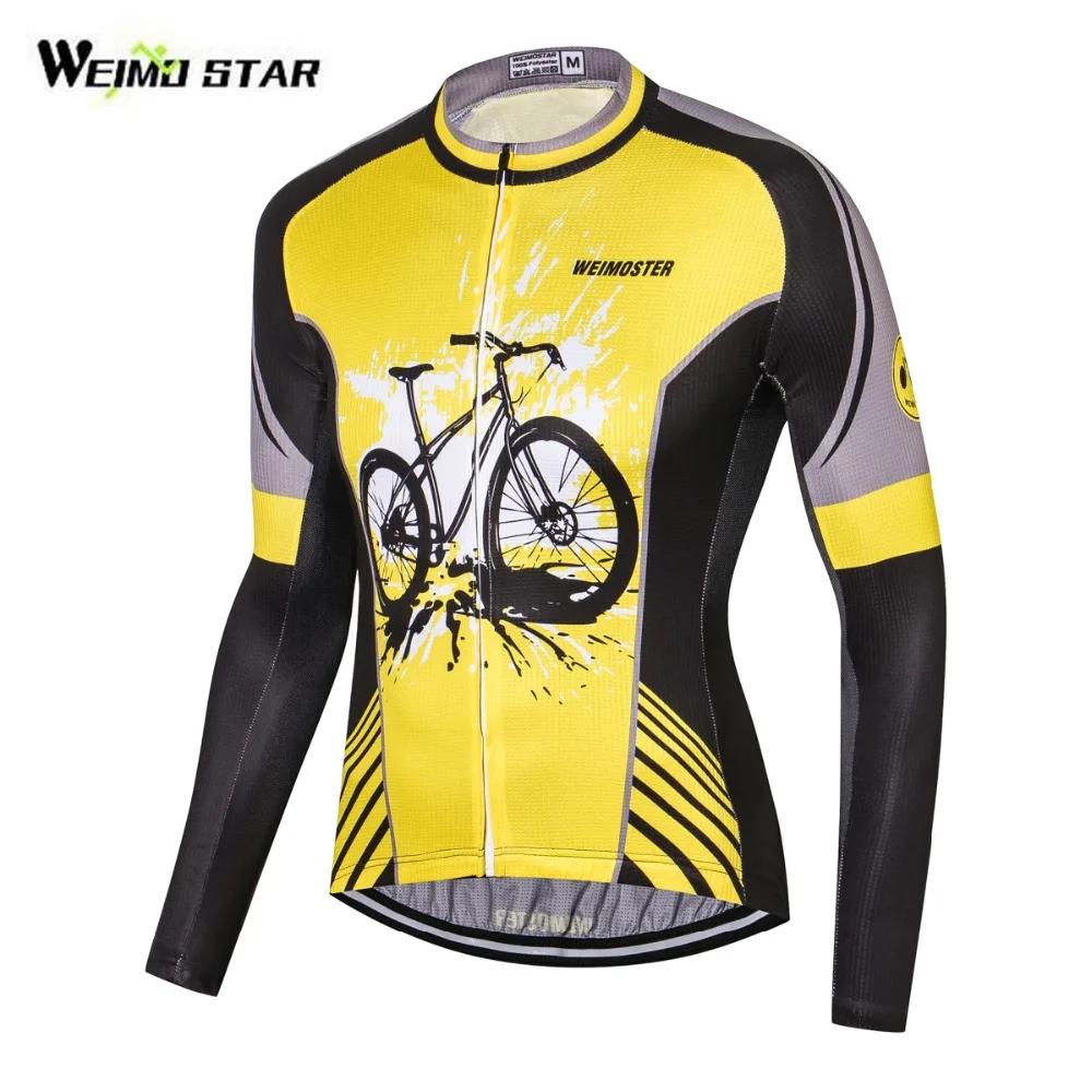 

WEIMOSTAR 2021 Cycling Jersey Mtb Bicycle Clothing Bike Wear Clothes Long Sleeve Shirt Sportswear Maillot Black Yellow S-3XL