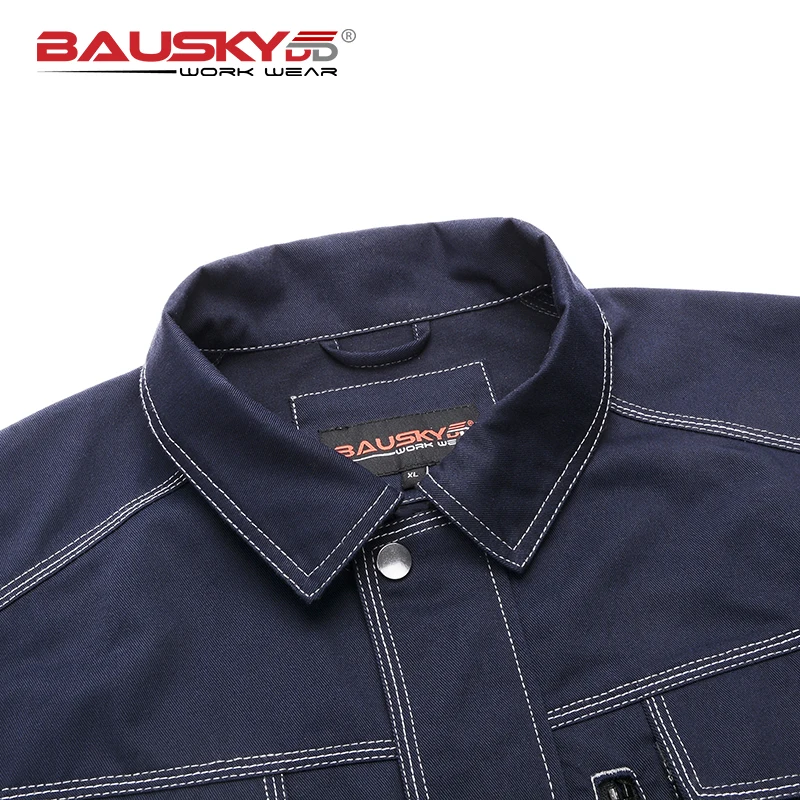 Bauskydd High quality durable Mens multi pocket dark blue work  jacket workwear mechanic construction Jacket men