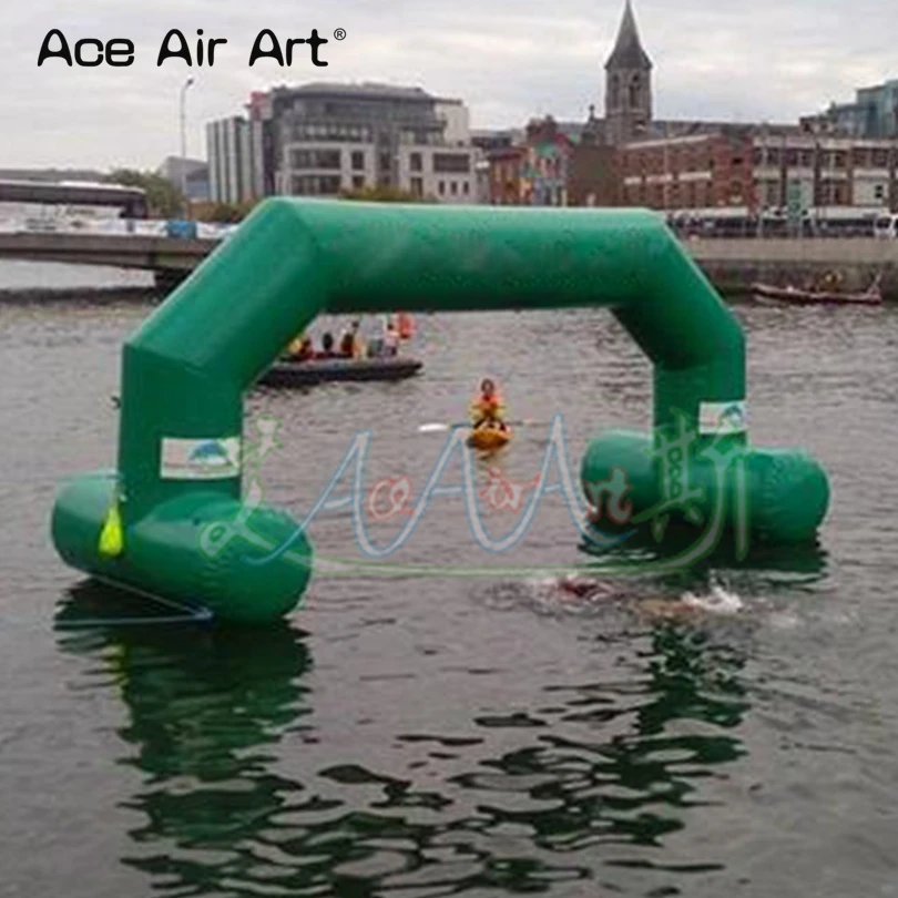 Custom PVC Airtight Start Finish Line Infaltable Swimming Race Arch Green Sport Archline for Water Game