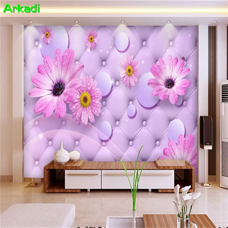 Custom Photo Wallpapers Purple Sun Flower Soft 3D TV Background Wall Simple Modern Atmosphere European Soft Living room mural