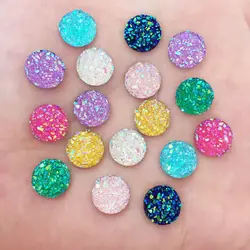 100pcs AB Resin Bling Convex surface Ore 10mm Round flatback rhinestone Ornaments DIY  Wedding appliques craft SW64