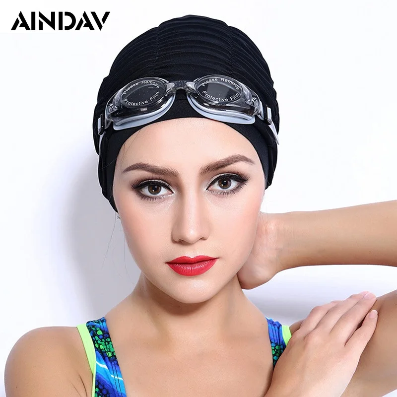 High-grade Adult Sporty Ultrathin Long Hair Swimming Cap Pure Color Swimming Hat Pool Wear Protect Ears Bathing Caps