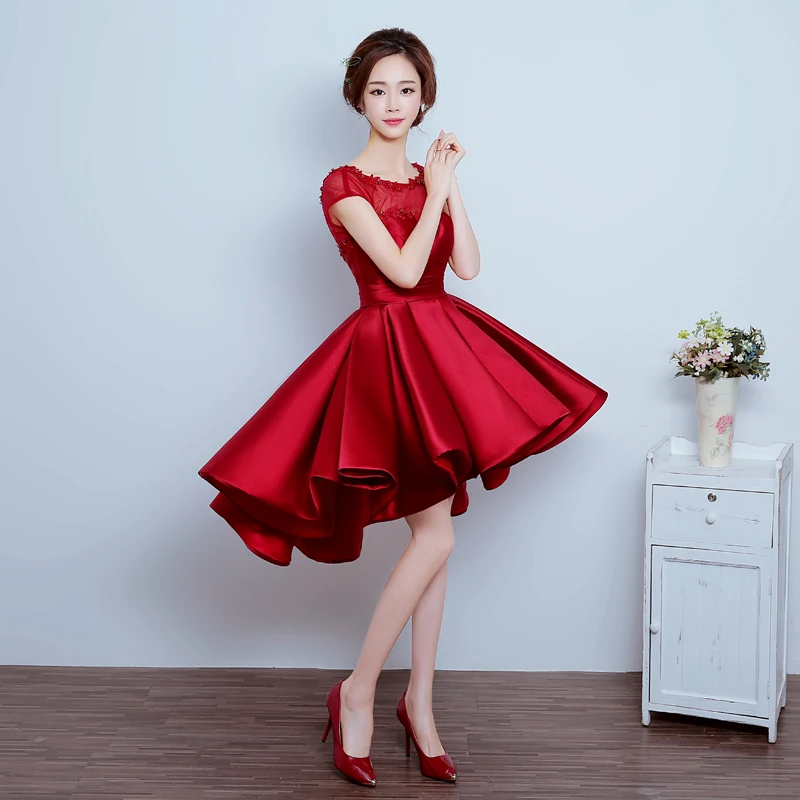 Robe de soiree 2024 wine red lace up banquet sleeveless A-line short evening Dresses vestido de festa Party Dress Prom Dresses