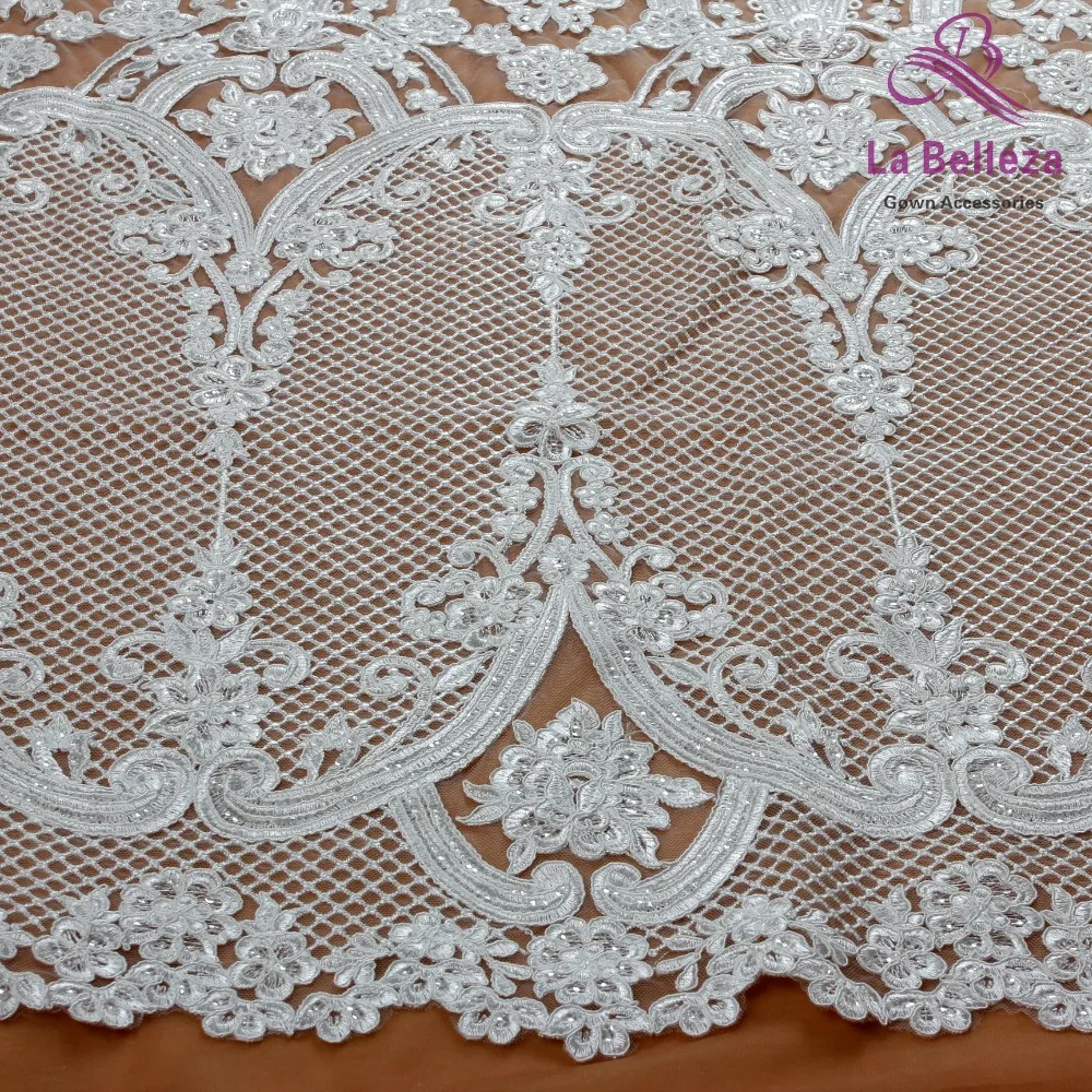 La Belleza 1 yard Ivory/black heavy high quality cord wedding bridal dress lace fabric 51\'\' width