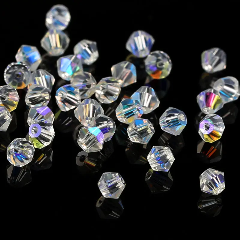 200pcs/Lot,Jewelry Beading Glass Beads Clear AB/Crystal AB 4MM Crystal Bicone Garment Beads Necklace Bracelet Accessories