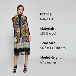 Luxus Marke 100% Reiner Wolle Große Größe Frauen Bandana Headwarp Pashmina Kaschmir Schal Luxus Merino Poncho Schal