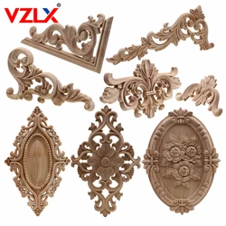 VZLX Einzigartige Natürliche Floral Holz Geschnitzte Holz Figuren Handwerk Ecke Appliques Rahmen Wand Tür Möbel Holzschnitzerei Dekorative