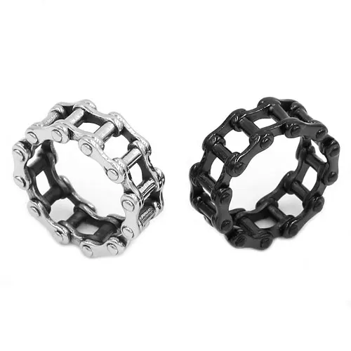 Wholesale Motorcycle Biker Chain Ring Stainless Steel Jewelry Black Silver Color Bicycle Chain Ring Biker Mens Boys Ring SWR0680