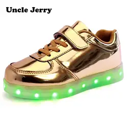 UncleJerry Led Shoes for Child USB chargering Light Up Shoes for boys girls Glowing Christmas Sneakers