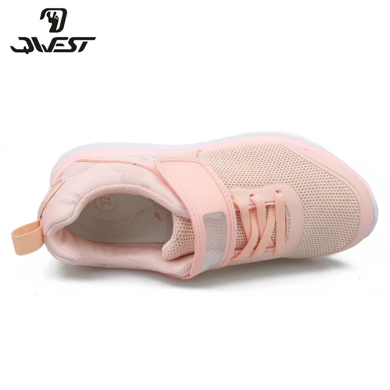 QWEST Spring Orthotic Leather Insole leisure sports running Shoe breathable girl sneaker Size 31-37 free shipping 91K-NQ-1263