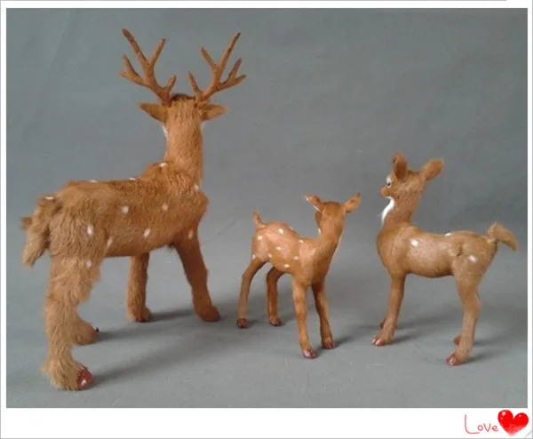 simulation deer one family  three sika deers model polyethylene&furs deer model home decoration props ,model gift d363