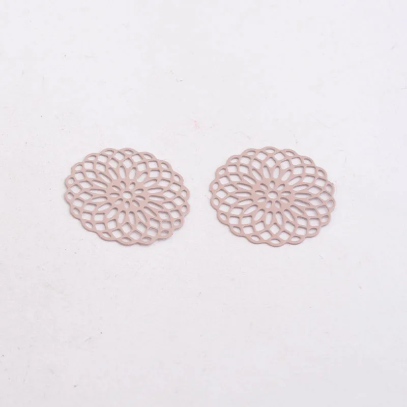 50 Stück AC2673 25mm Runde Charms Metall-Schmuck Filigran-Ohrring-Zubehör – Detail 9