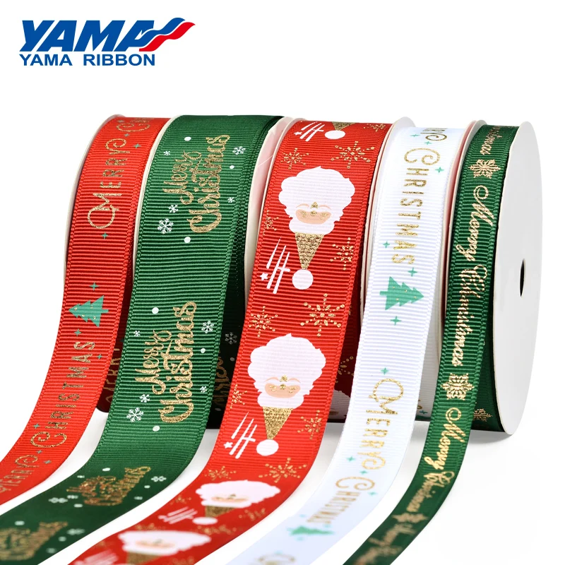 YAMA-Grosgrain Christmas Ribbons, Ribbon for Decoration, Craft Tree, 9, 16, 25 mm Wide, 100Yards/Roll, 3/8, 5/8, 1 Inch