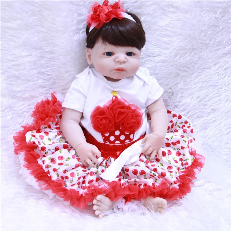 22" full silicone reborn baby girl dolls lovely bebe princess real dolls fashion children gift toys