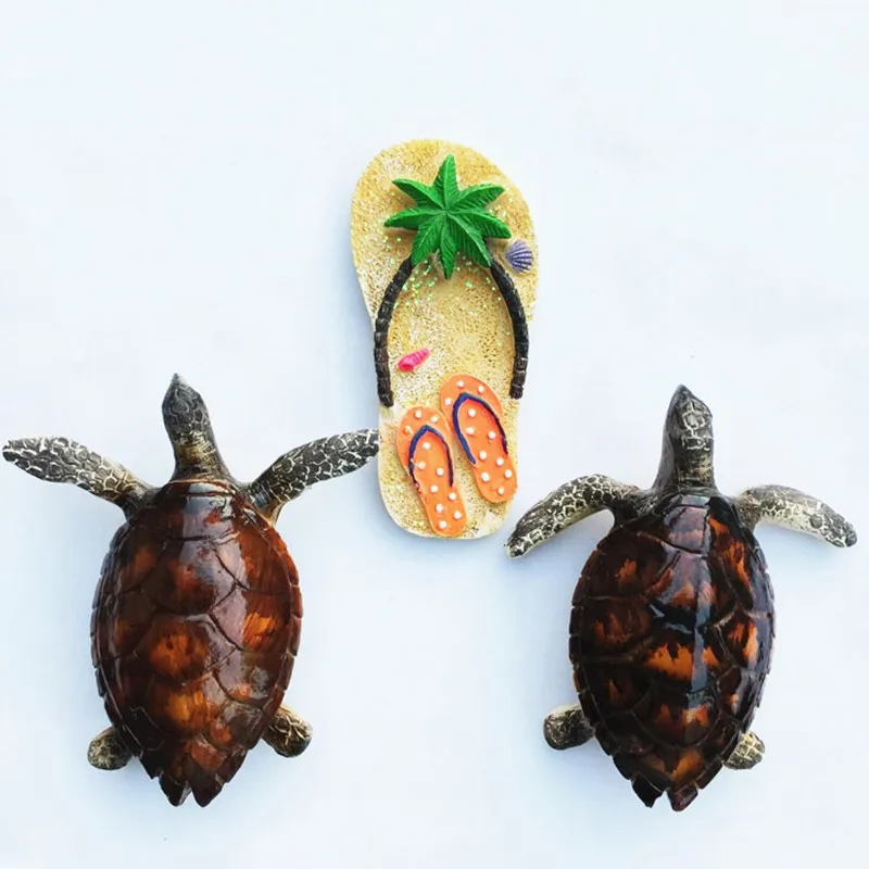 New Maldives Bali Boracay Saipan Travel Tourist Souvenir Slipper Shaped Turtle Refrigerator Magnetic Stickers Home Decorations