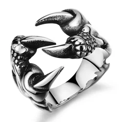Fashion Accessories Punk Chrome Jewelry Titanium Steel Dragon Claw Heart Party Rings for Men