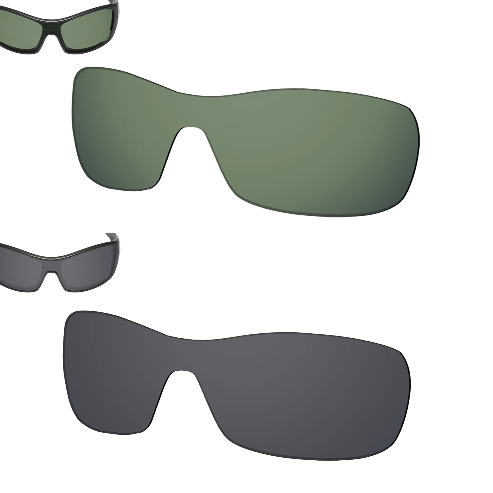 

SmartVLT 2 Pieces Polarized Sunglasses Replacement Lenses for Oakley Antix -Grey Green and Solid Black