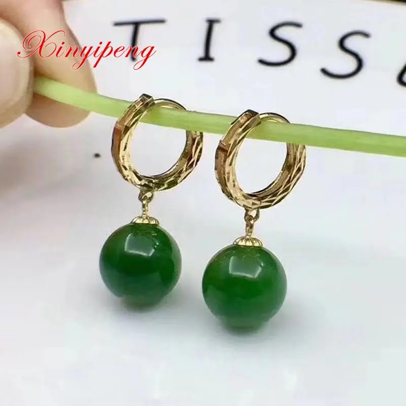 

Xin yi peng 18 k yellow gold inlaid natural jasper earrings Women earrings